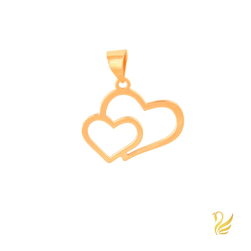 آویز گردنبند طلا 18 عیار زنانه گالری قو طلایی طرح دو قلب