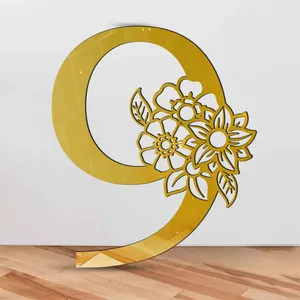 آینه پلکسی گلس آژنگ مدل اعداد گل دار طرح 9 کد 684