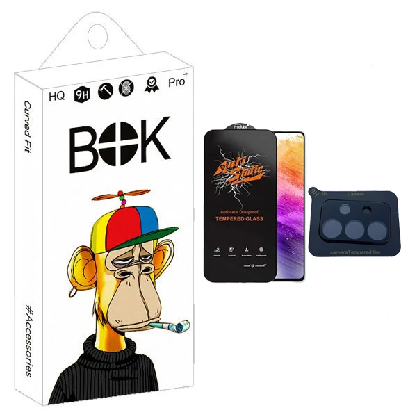 محافظ صفحه نمایش بوک مدل Antistatic Guard مناسب برای گوشی موبایل سامسونگ galaxy A73 به همراه محافظ لنز دوربین 3D