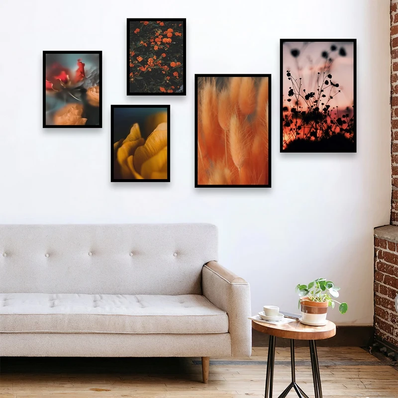 تابلو بکلیت طرح طبیعت پاییزی مدل شاین اکلیلی B-981 مجموعه 5 عددی