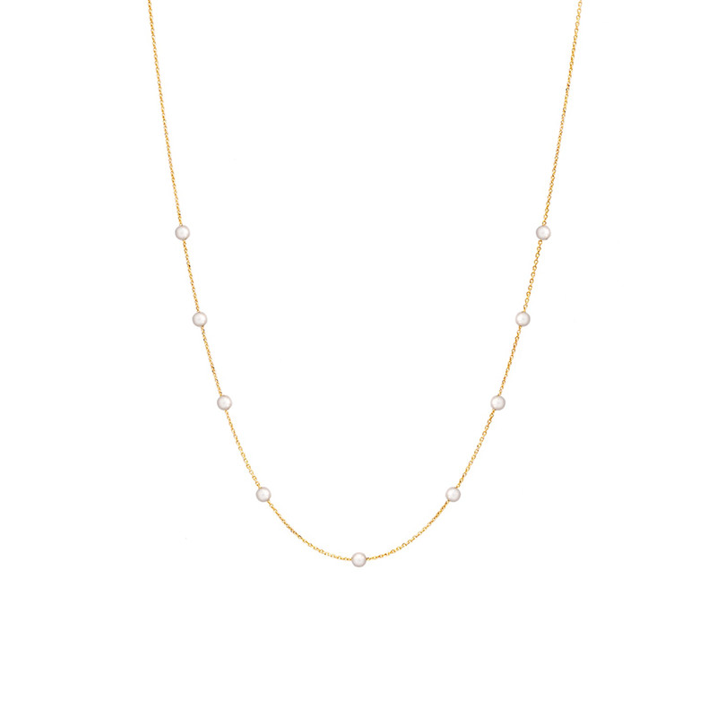 گردنبند طلا 18 عیار زنانه با زنجیر حلقهای (فلامینگو) الی گالری مدل تمام مروارید