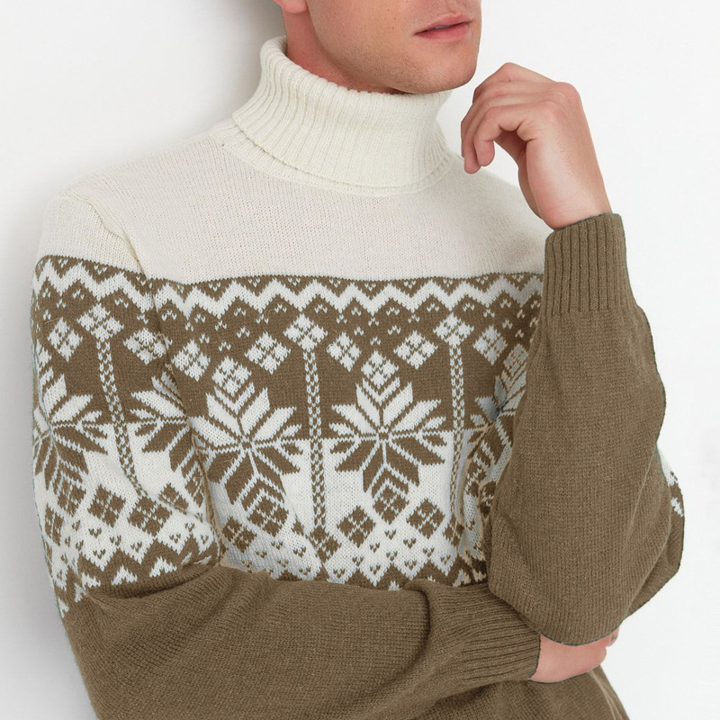 پلیور یقه اسکی مردانه مدل 817885326 طرح ترندیول