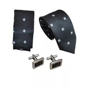 ست کراوات و دستمال جیب و دکمه سردست مردانه مدل WRD-FASHION 210