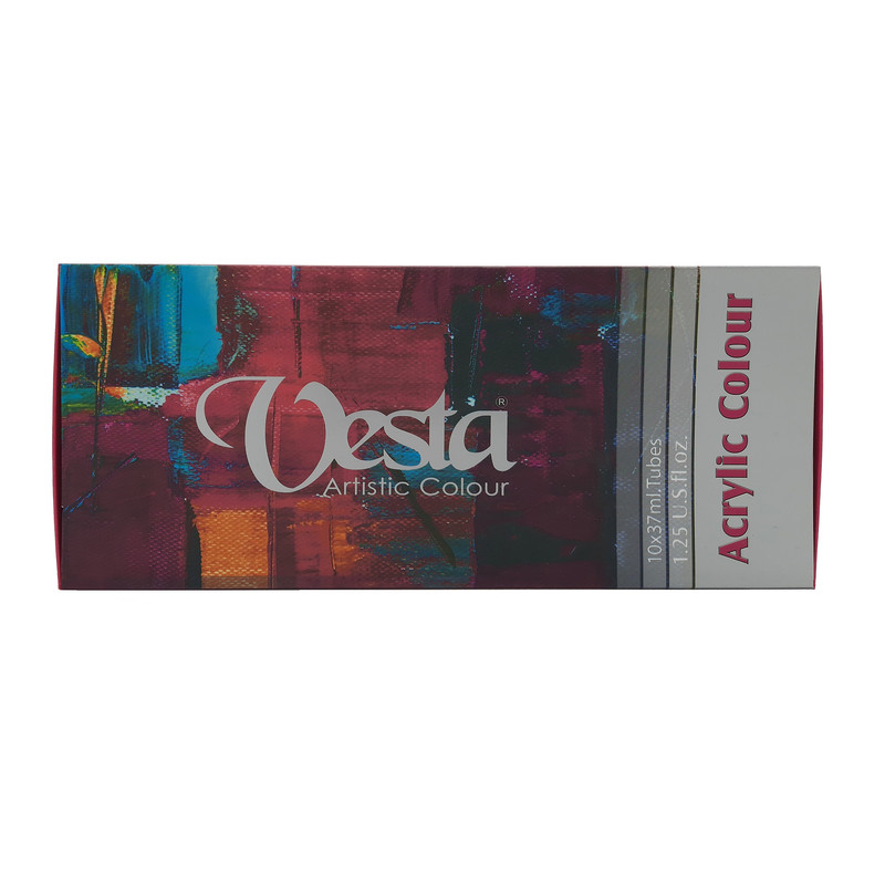 رنگ اکریلیک 10 رنگ وستا مدل NB22 حجم 37 میلی لیتر