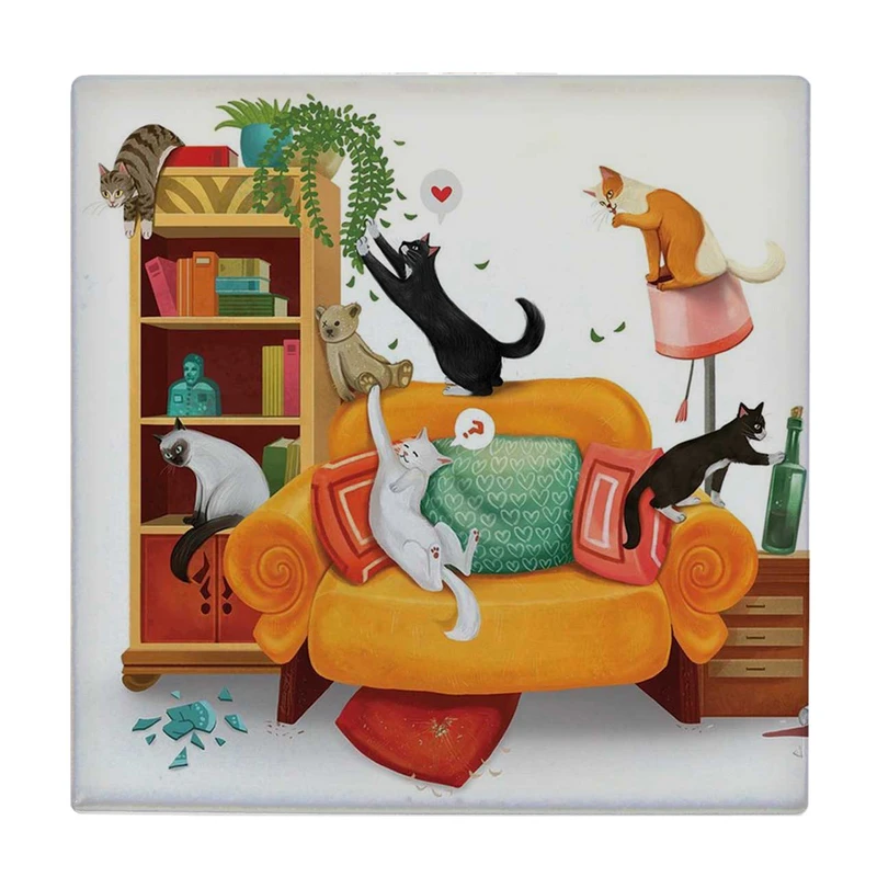  زیر لیوانی  طرح گربه ها در اتاق نشیمن کد    6421833_5986