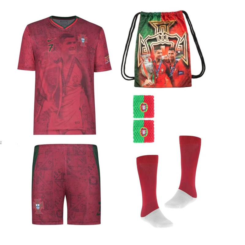 ست 6 تکه لباس ورزشی پسرانه مدل پرتغال با تصویر رونالدو 2026