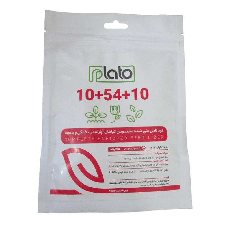 کود فسفره گیاهان اپارتمانی پلاتو مدل 10+54+10 وزن 100 گرم