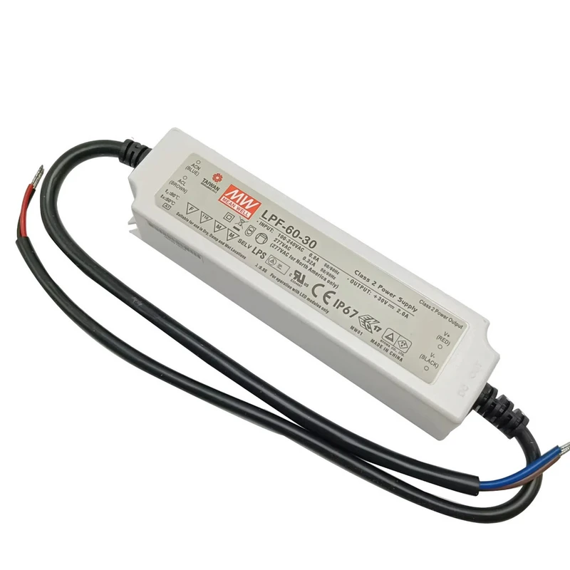 منبع تغذیه درایور 30 ولت 2 آمپر مینول مدل LPF-60-30 ضدآب IP67