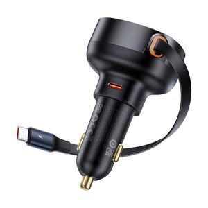 شارژر فندکی 60 وات بیسوس مدل Retractable به همراه کابل USB-C