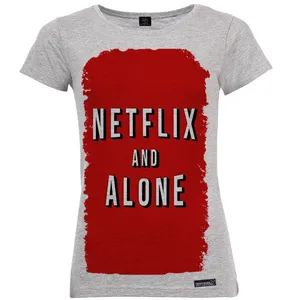 تی شرت آستین کوتاه زنانه 27 مدل Netflix and Alone کد MH1255