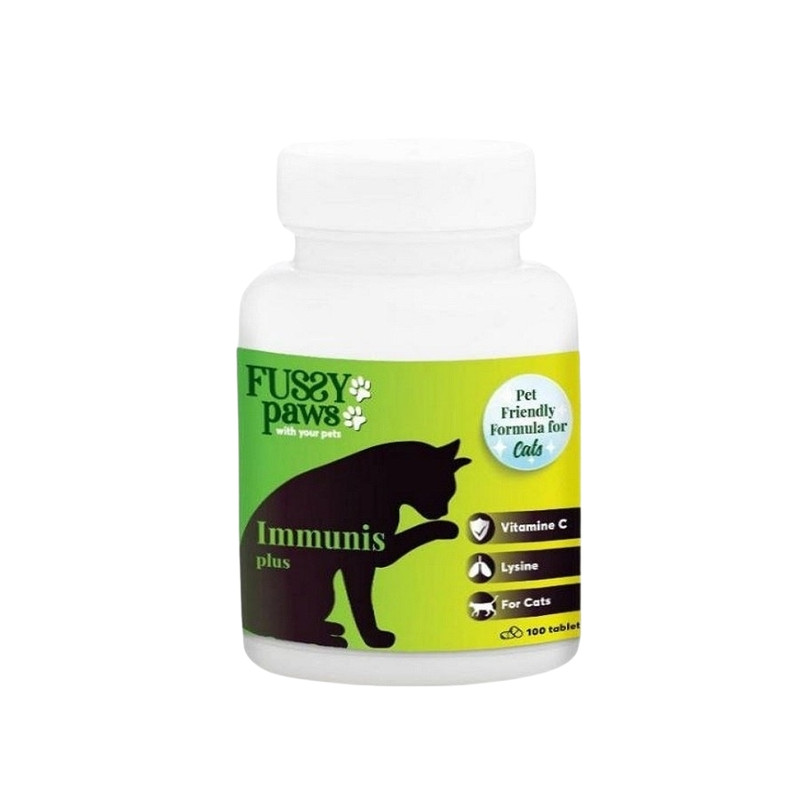قرص مکمل سیستم ایمنی گربه فاسی پاوز Fussy Paws مدل Immunis Plus بسته 100 عددی