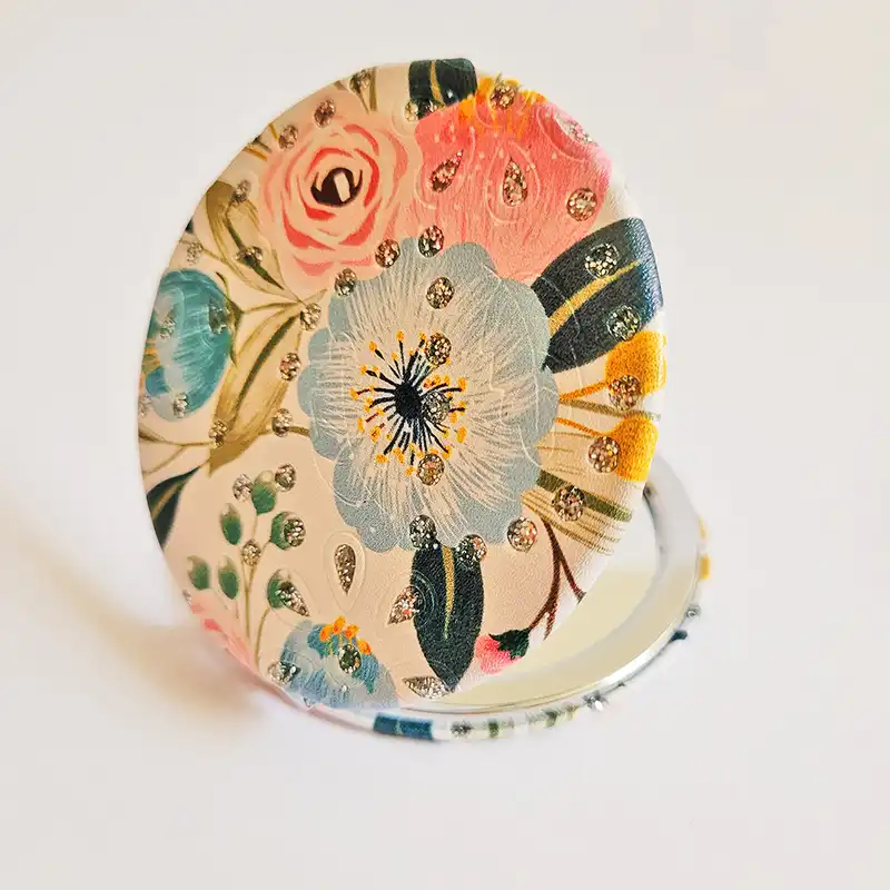 آینه مدل جیبی چرمی طرح نگین دار