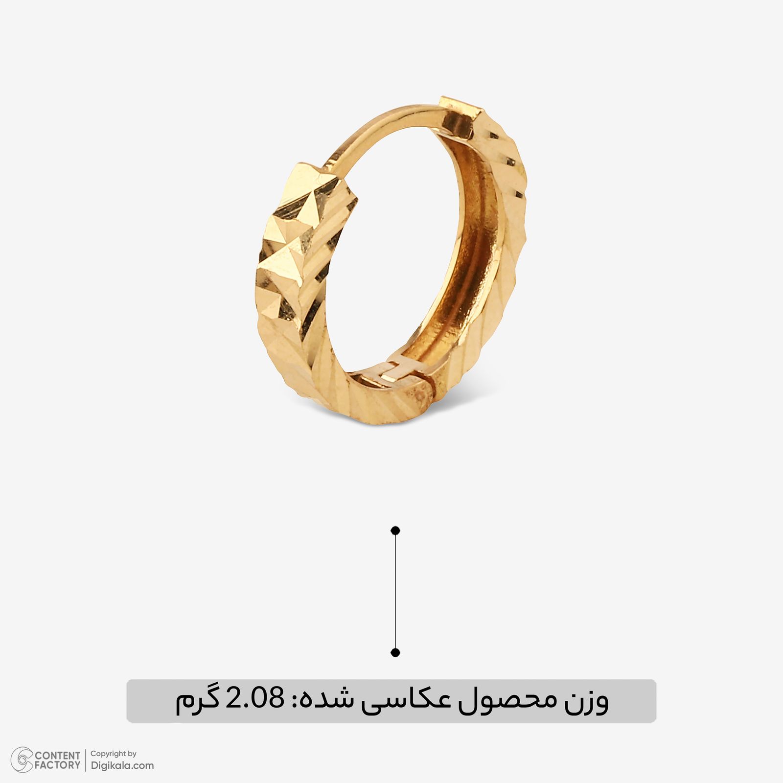 گوشواره حلقه‌ای طلا 18 عیار زنانه گلدم مدل E245011 -  - 6