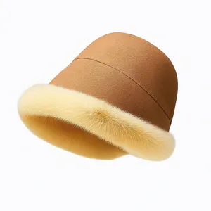 کلاه باکت زنانه مدل دور خز zh299