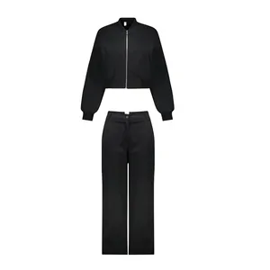 ست سویشرت و شلوار زنانه مدل کتان کد RAMESH00777