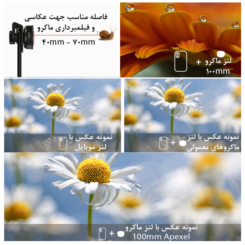 لنز کلیپسی موبایل اپیکسل مدل Super Macro 100mm