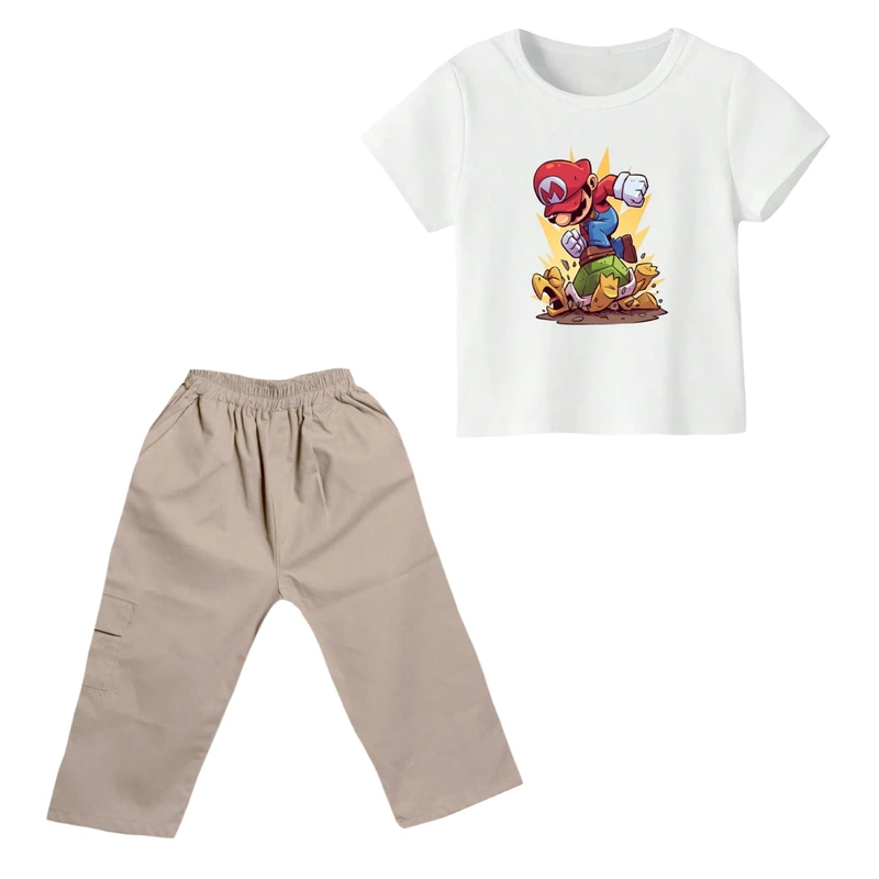 ست تی شرت و شلوارک پسرانه مدل ماریو کد ۲