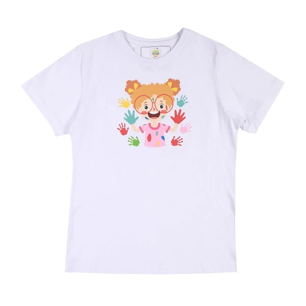 تی شرت آستین کوتاه دخترانه ترسه به نگار مدل چاپی کد 6107