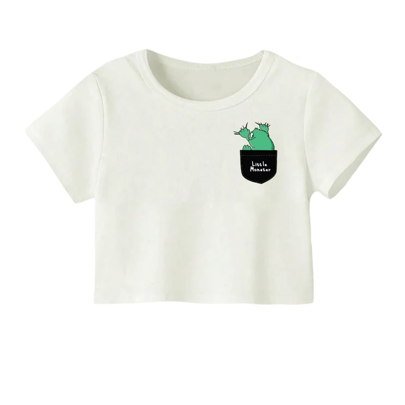 کراپ‌ تی‌شرت آستین کوتاه زنانه مدل قهرمان کوچک