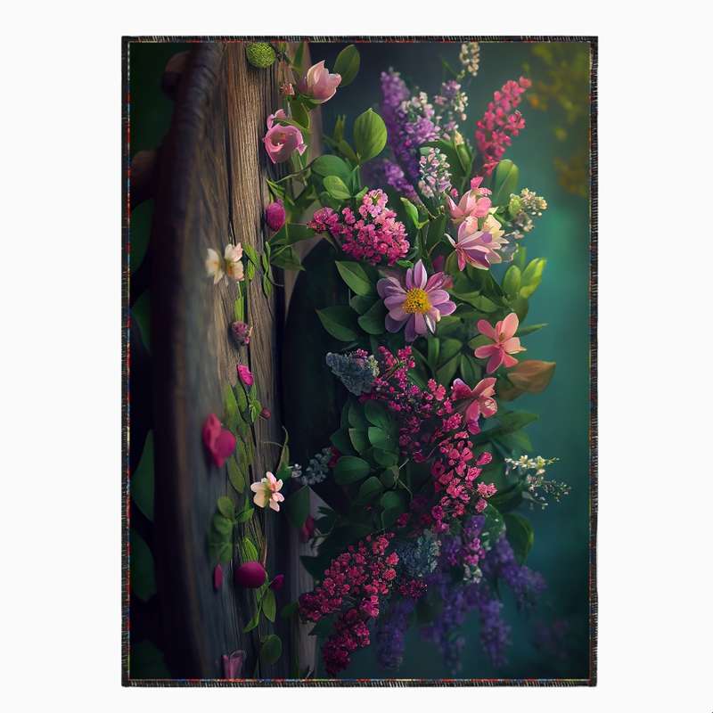 فرش پارچه‌ای مدل فرشینه طرح گل های زیبا کد PY196