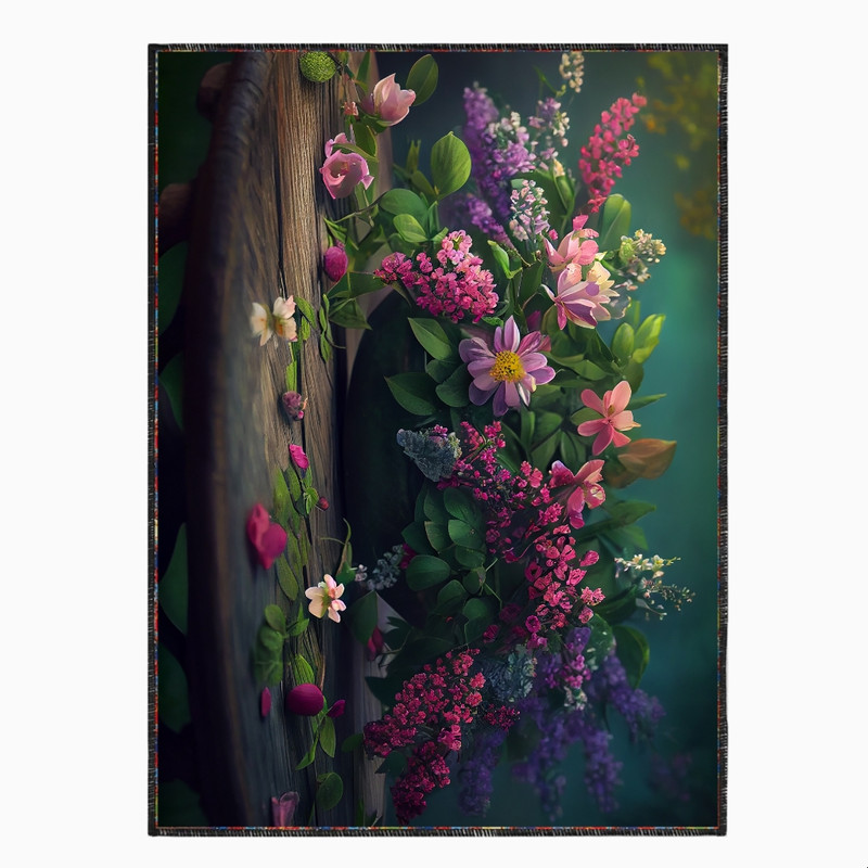 فرش پارچه‌ای مدل فرشینه طرح گل های زیبا کد PY196