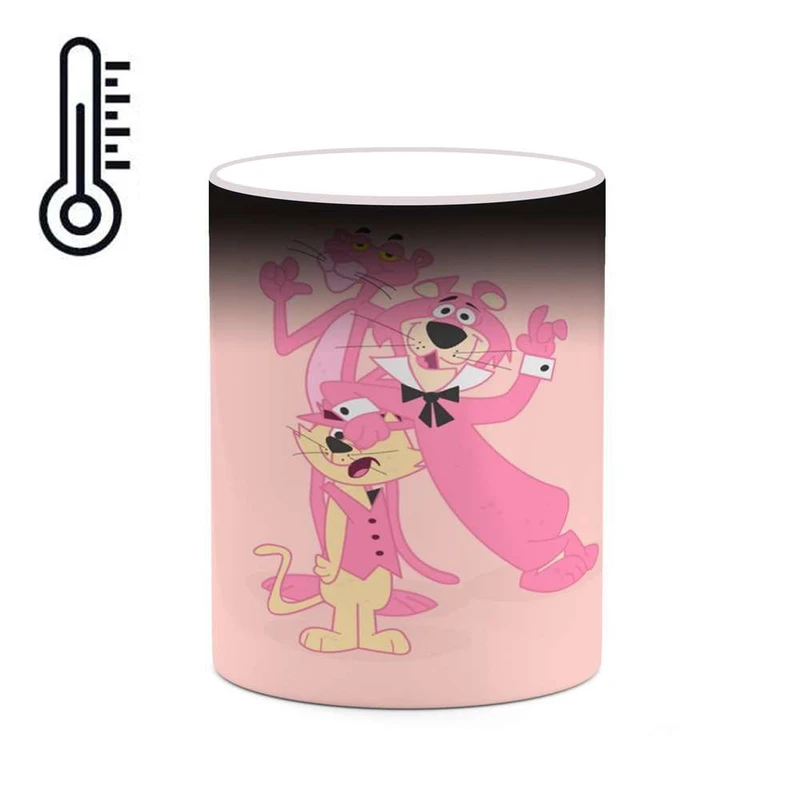 ماگ حرارتی کاکتی مدل کارتون پلنگ صورتی کد mgh23522