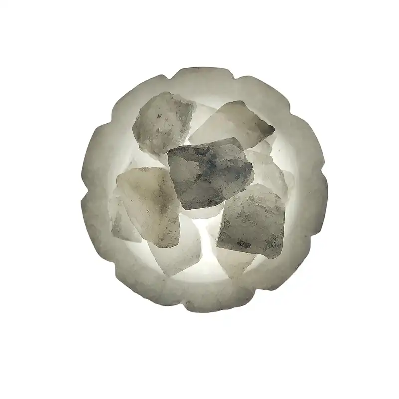 آباژور سنگ نمک مدل کاسه شیاردار پایه سنگی کد 200