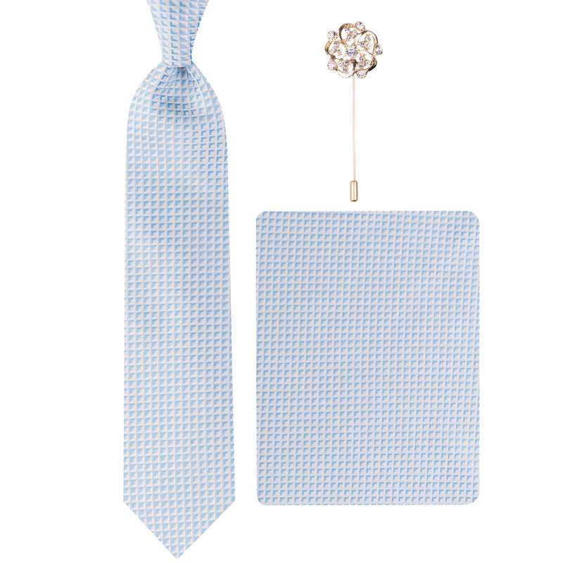 ست کراوات و دستمال جیب و گل کت مردانه مدل GF-PO1053RE-BL 