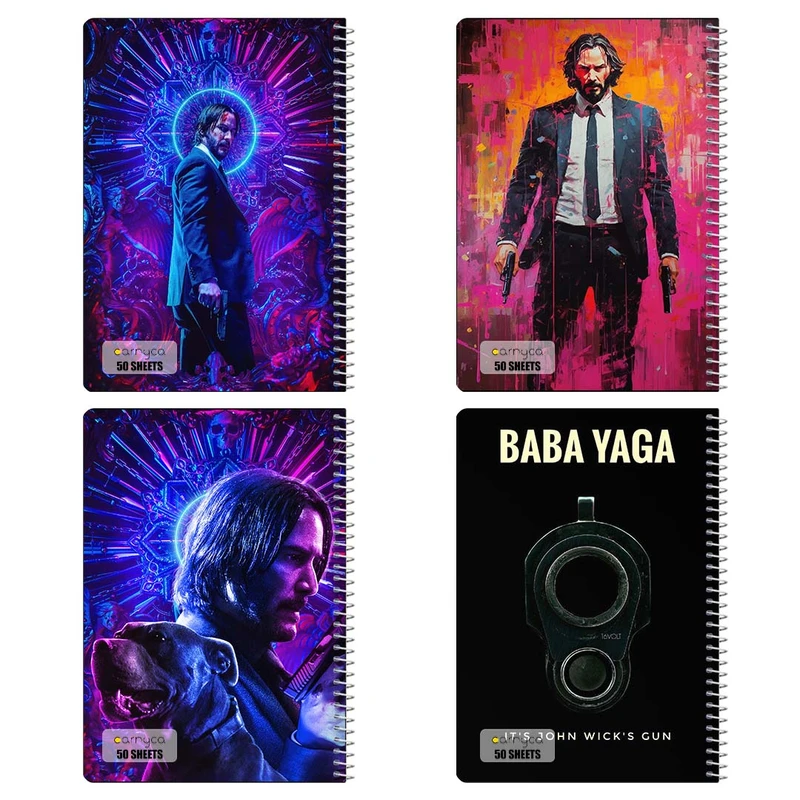 دفتر نقاشي 50 برگ کارنيکا طرح جان ویک John Wick کد 58555 مجموعه 4 عددی