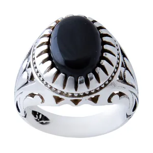 انگشتر نقره مردانه بازرگانی میلادی مدل عقیق کد AM_741