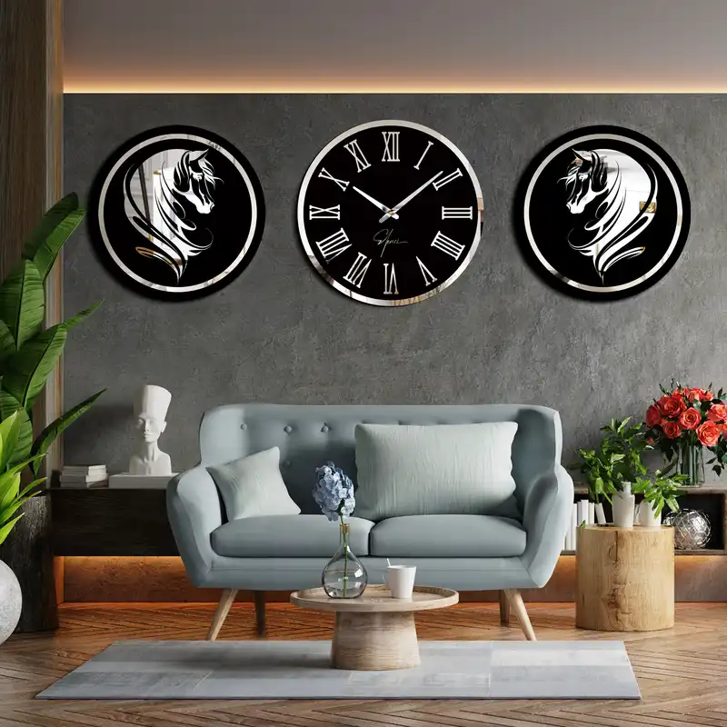 ساعت دیواری اِلِنسی مدل اسب به همراه تابلو