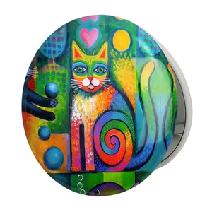 آینه جیبی خندالو طرح نقاشی انتزاعی مدل تاشو کد 5318 