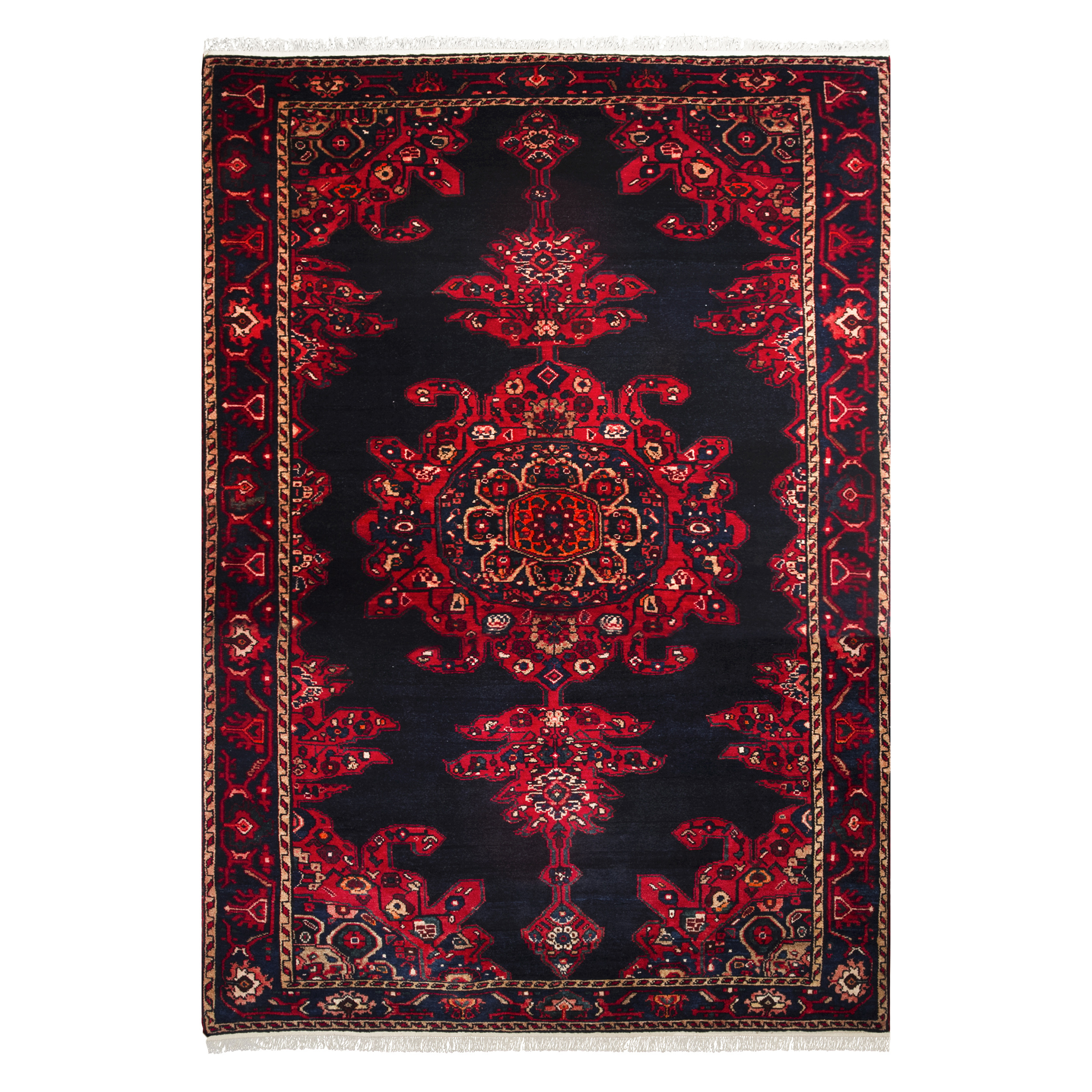فرش قدیمی دستباف سه و نیم متری طرح عشایری مدل H62