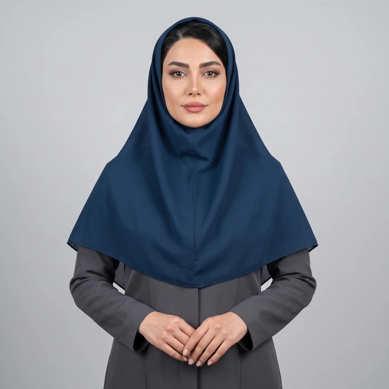مقنعه مدل 90 کد 04 رنگ آبی کاربنی سایز 90 سانتی متر