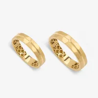 ست حلقه طلا 18 عیار زنانه و مردانه گلدم مدل R353011