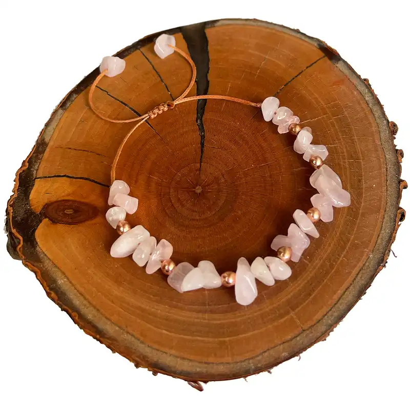 دستبند زنانه دل تافته مدل رزکوارتز کد CB11 مجموعه 2 عددی