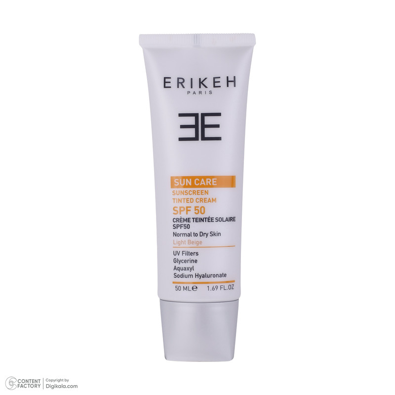 کرم ضد آفتاب رنگی اریکه SPF 50 مدل LB ‌مناسب انواع پوست حجم 50 میلی‌لیتر