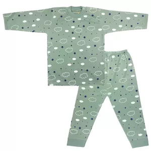 ست تی شرت و شلوار نوزادی کد GH121-122 رنگ سبز