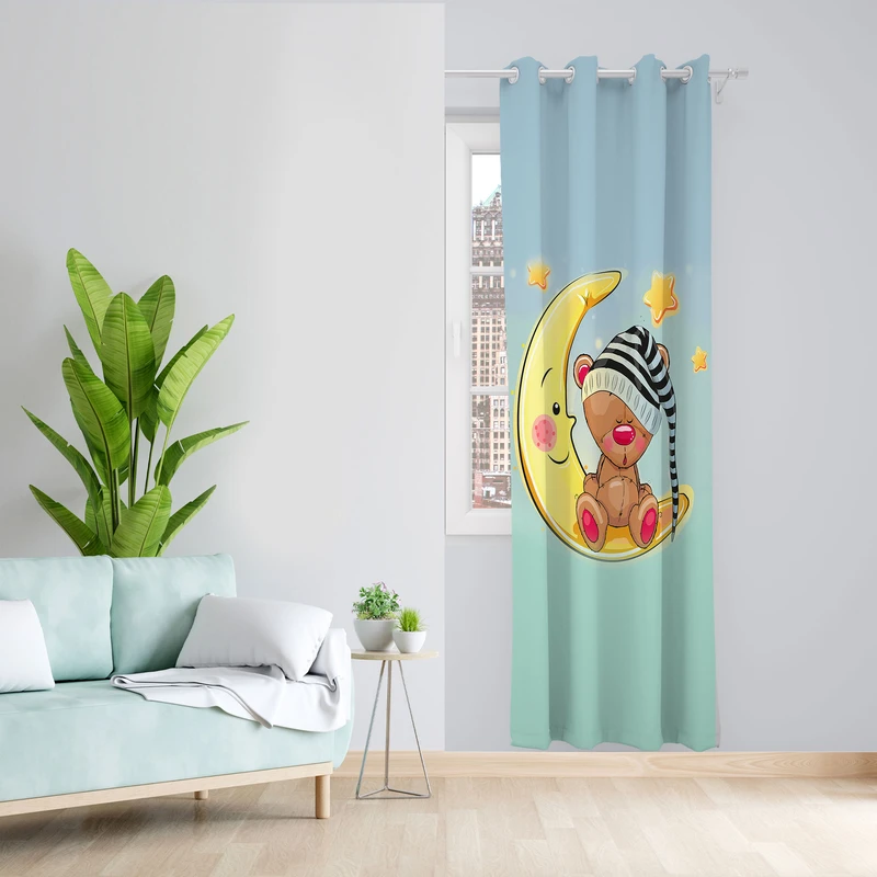  پرده مدل ماه و ستاره مخمل پانچی کد 999 سایز 140x280 سانتی متر