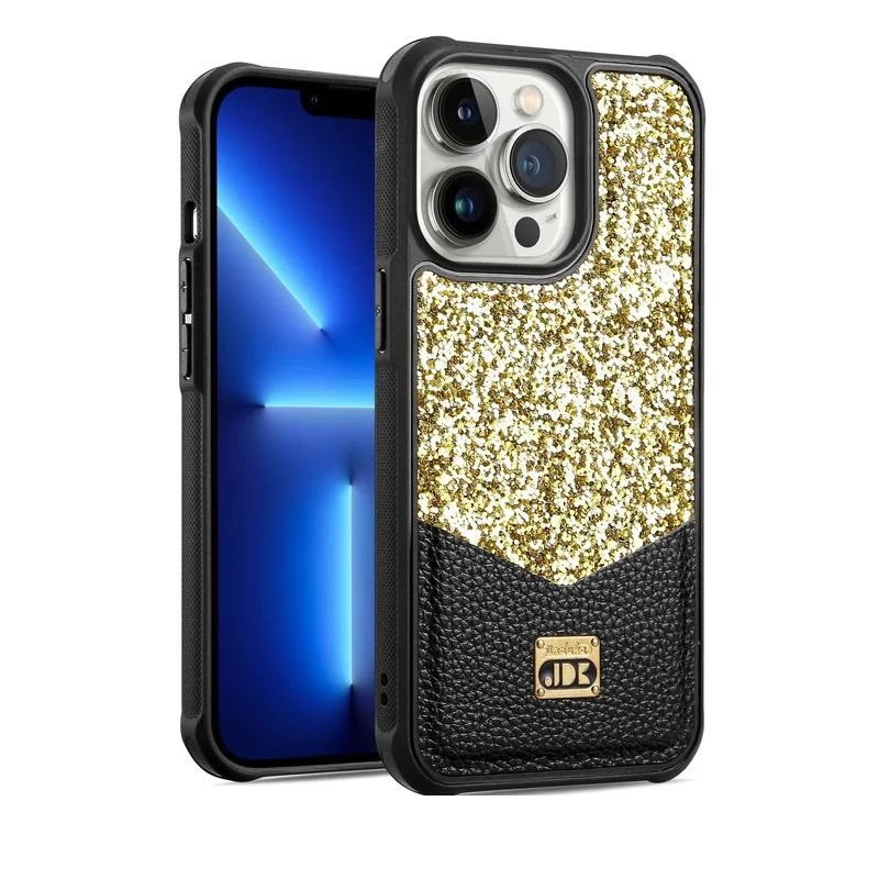 کاور جی دی کا مدل چرمی نگین دار JDK23 مناسب برای گوشی موبایل اپل iPhone 13 Pro