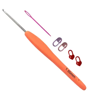 قلاب بافتنی مدل ZHL-1.5 کد 1.5 به همراه سنجاق نشانه گذار بافتنی و سوزن دوخت کاموا مجموعه 6 عددی