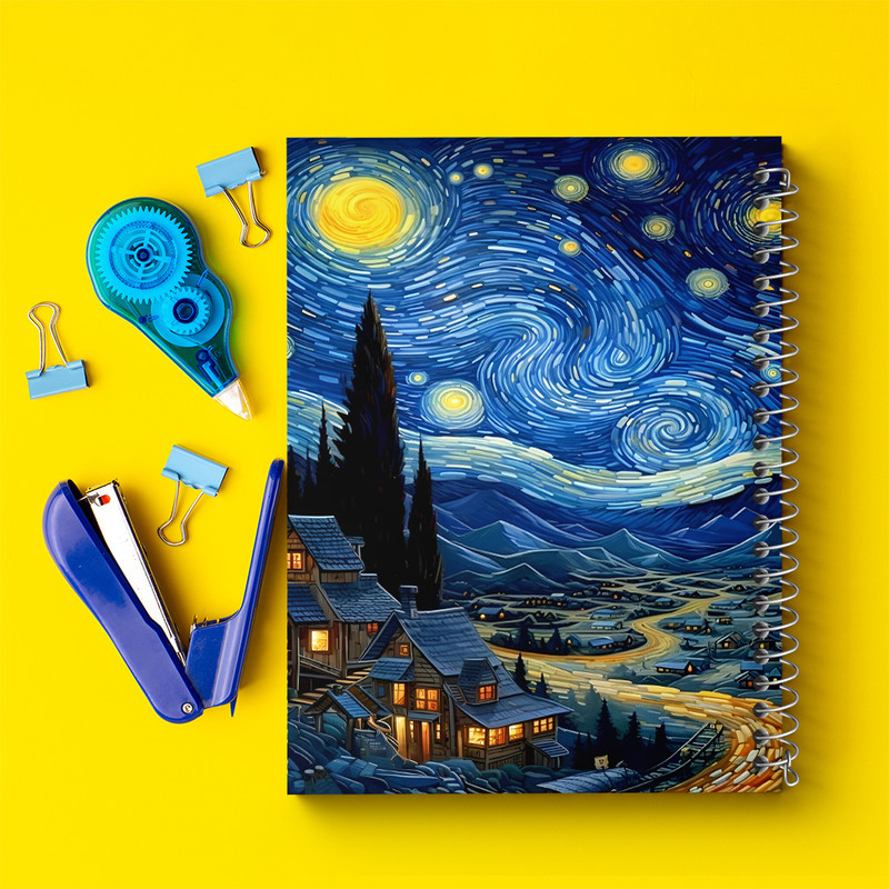 دفتر مشق 100 برگ خندالو طرح شب پر ستاره کد F5092