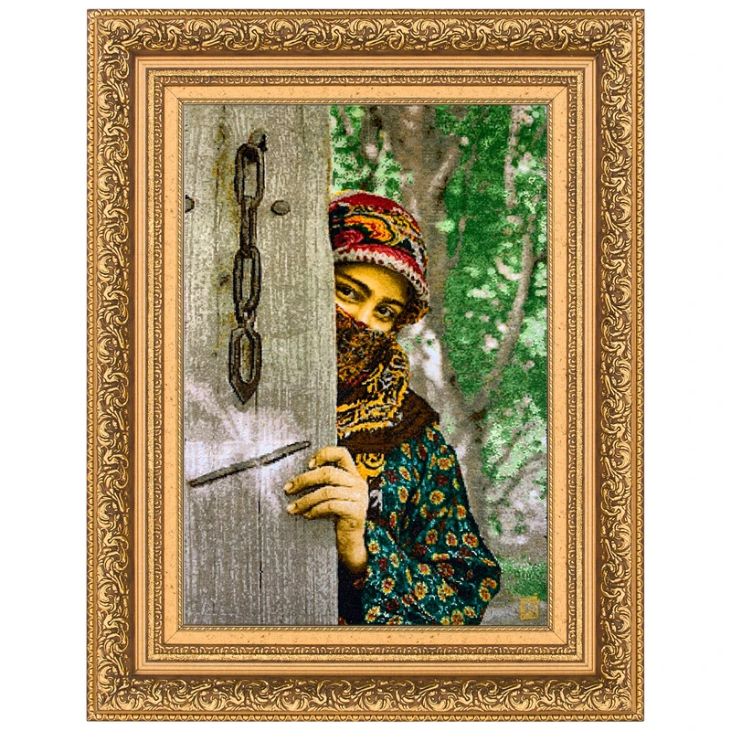 تابلو فرش دستباف مدل دختر انتظار کد 391458