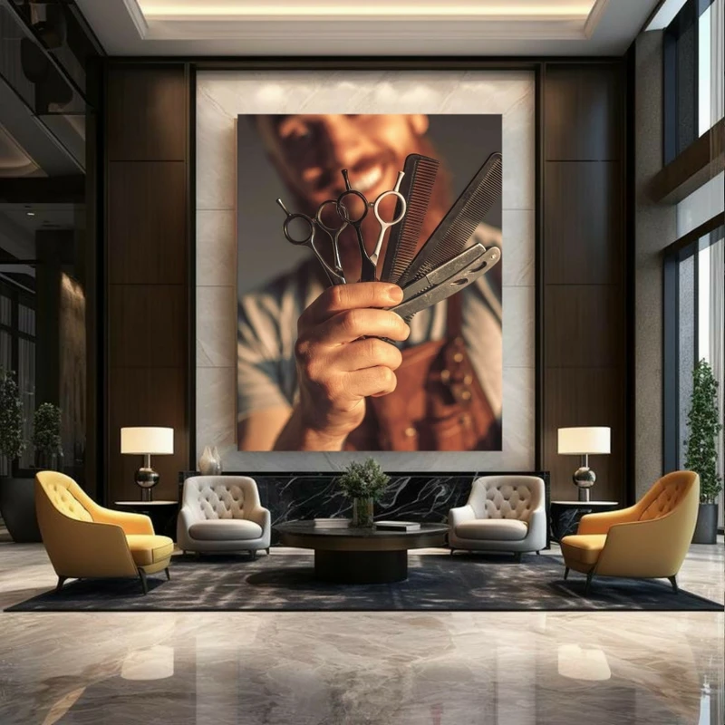  پوستر طرح شانه و قیچی مدل آرایشگر کد BK23917