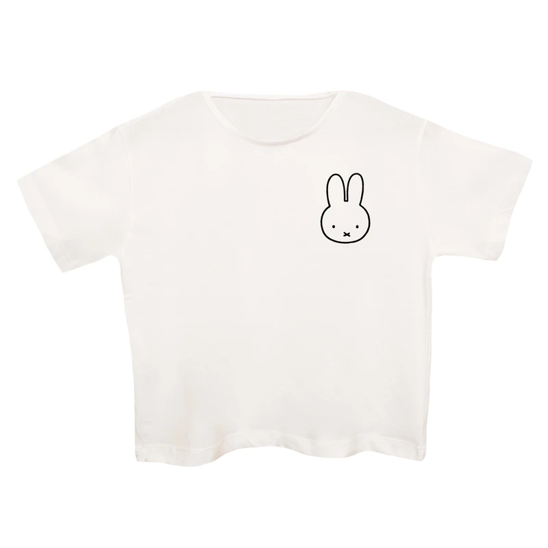 کراپ‌تی شرت آستین کوتاه زنانه مدل خرگوش مینیمال