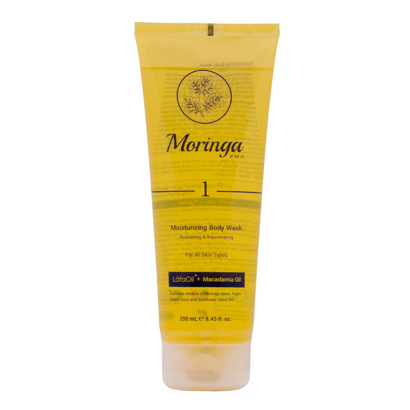 شامپو بدن مورینگا امو مدل 01 با رایحه ماکادمیا مناسب برای انواع پوست حجم 250 میلی لیتر