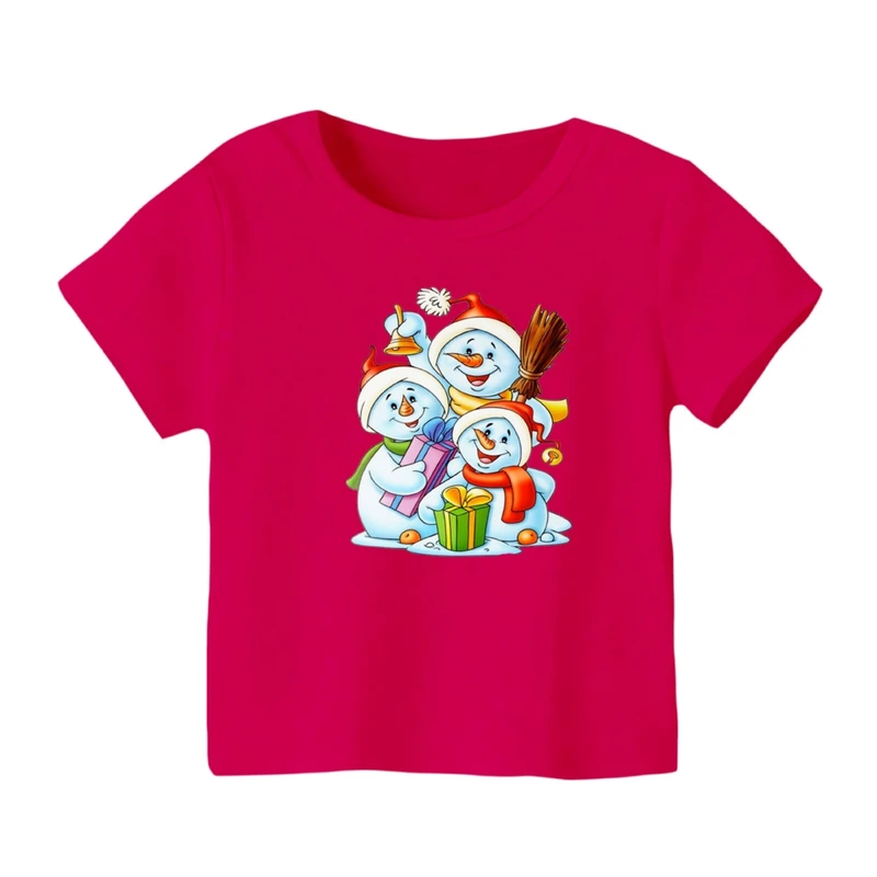 تی شرت آستین کوتاه بچگانه مدل آدم برفی کریسمس کد 1