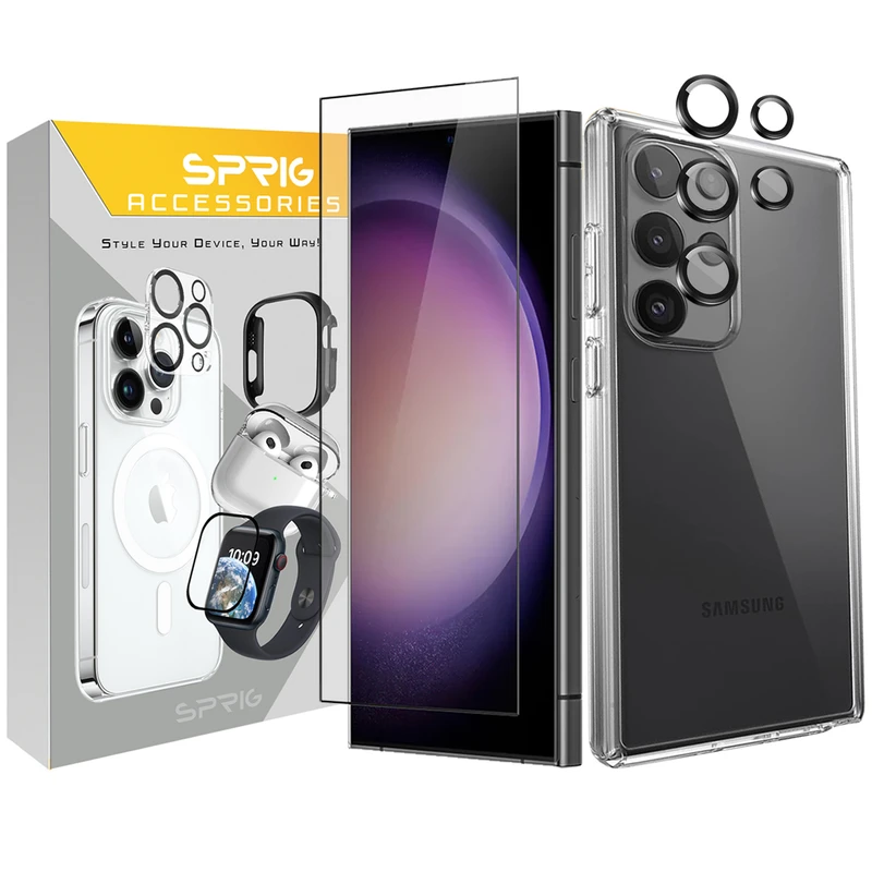 کاور اسپریگ مدل CLFL-Ring مناسب برای گوشی موبایل سامسونگ Galaxy S24 Ultra 5G به همراه محافظ صفحه نمایش و محافظ لنز دوربین