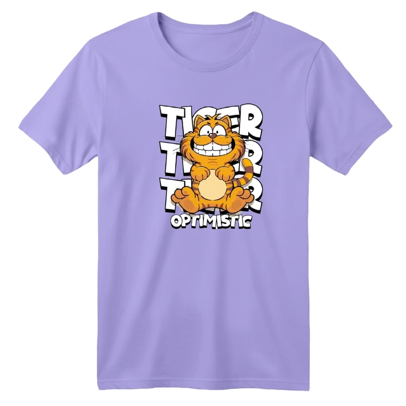 تی‌شرت آستین کوتاه لانگ یقه گرد بچگانه مدل گارفیلد ببری