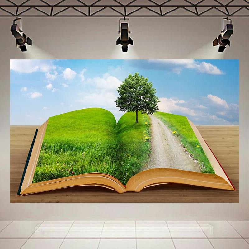 استیکر طرح محیط زیست مدل انتزاعی کتاب و درخت کد AR1346